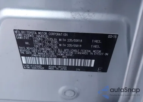 2015 Toyota Rav4 Limited из США, поврежденный, VIN JTMDFREV4FD128705